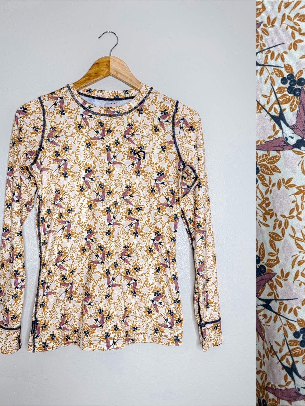 Kari Traa | Long Sleeve Frye Baselayer, Bird Print Top